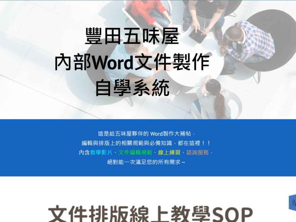 豐田五味屋 內部Word文件製作 自學系統(標題圖檔)
