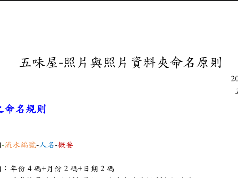 照片與照片資料夾命名原則(標題圖檔)